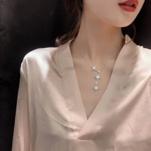 Dây chuyền nữ vàng trắng mặt ngôi sao lấp lánh